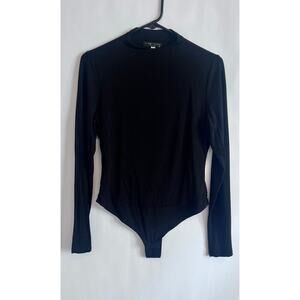 FINAL TOUCH RAYON MODAL LONGSLEEVE MOCK TURTLENECK BLACK BODYSUIT SIZE LARGE